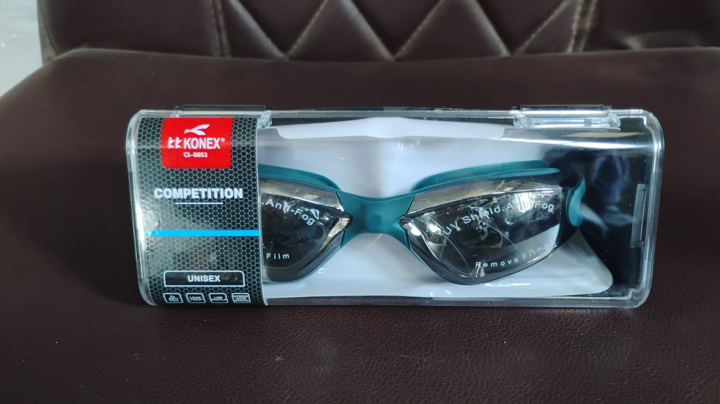 Knx Professional Anti-Fog UV Protection Swimming Goggles Mirrored Lenses and Earplugs