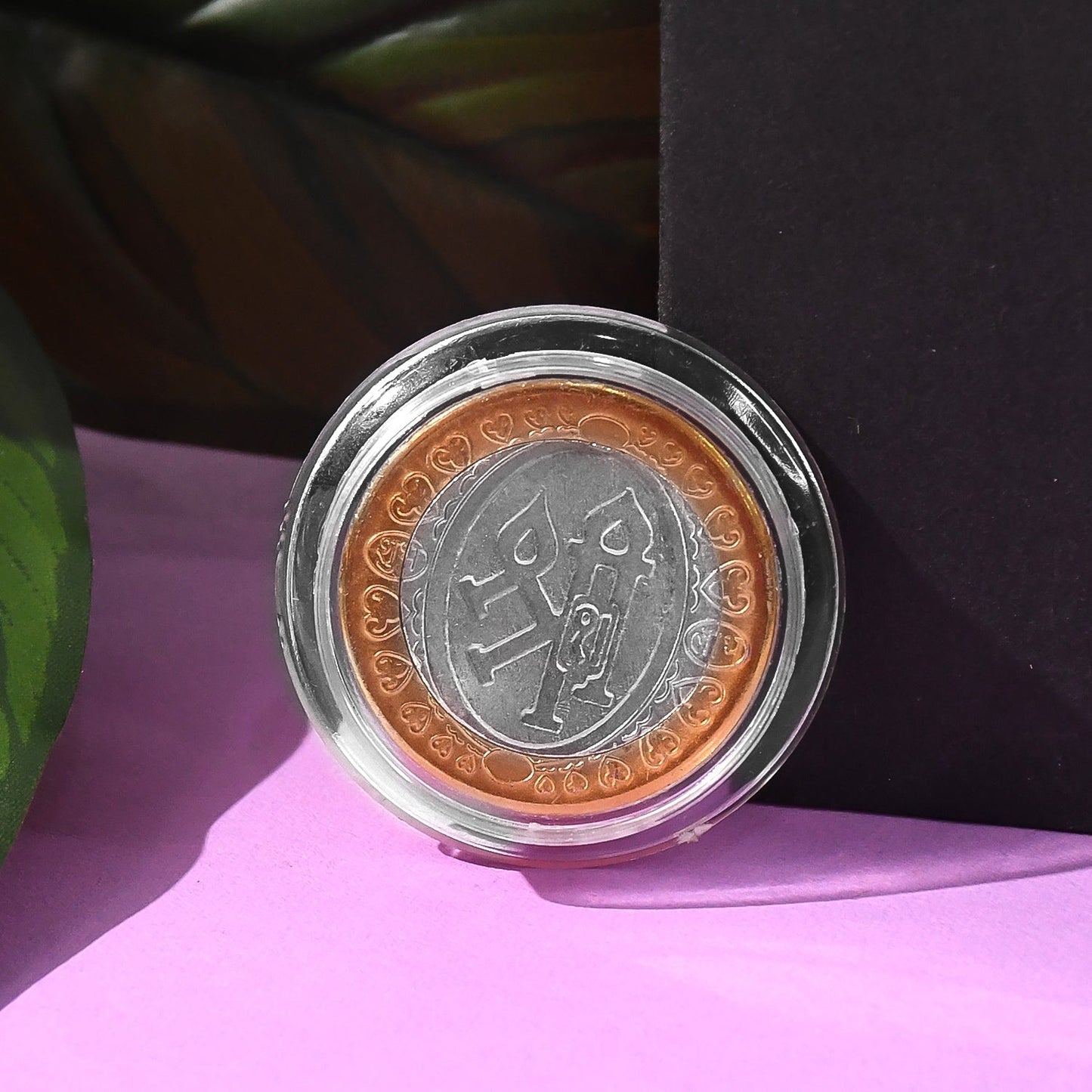 Premium Gold & Silver Dual-Tone Religious Coin with Lakshmi Ganesh Design