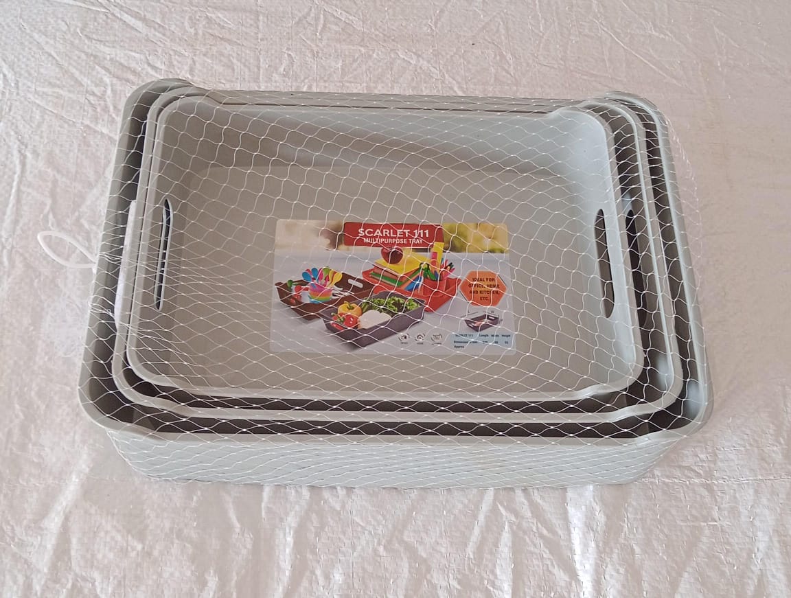 Multipurpose Organising & Storage Plastic Tray, Fruit & Vegetable/ Multi Purpose Tray, Organizer for Kitchen, Countertop, Cabinet, Bathroom Plastic Storage Basket For Store Fruits, Vegetables, Magazines, Cosmetics, Stationary Set of 3