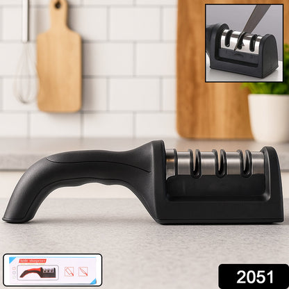 Manual Red & Black Knife Sharpener – 3-Stage Tool for Ceramic & Steel Knives