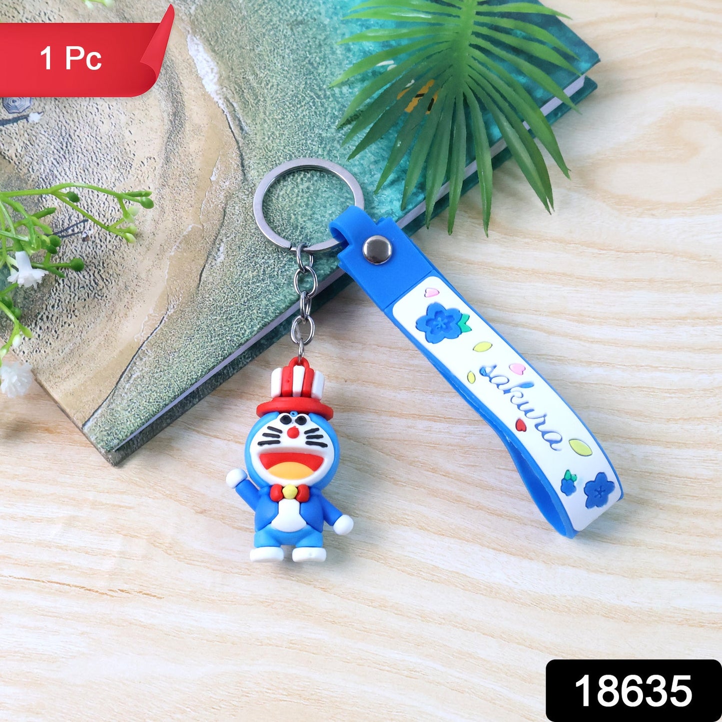 Cute Silicone 3D Key Chain with Metal Hook & Strap (Pack of 1)