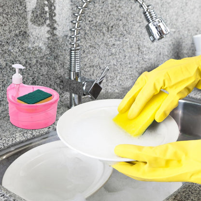 2 in 1 Double Layer Liquid Soap Dispenser with Pump and Sponge