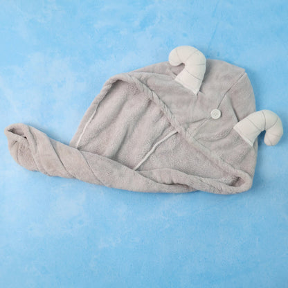 Cute Animal Ear Hooded Hair Drying Towel Wrap (1 Pc)