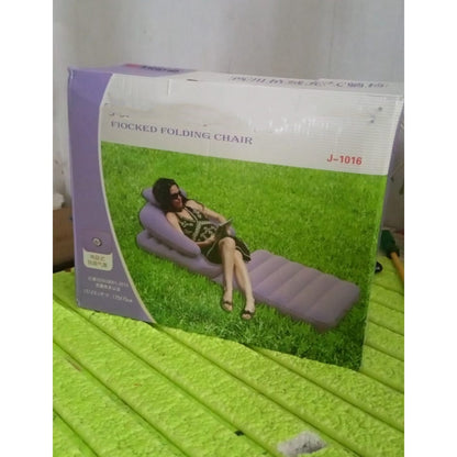 2-in-1 Air Mattress & Lounger – Portable Inflatable Sofa with Hand Pump