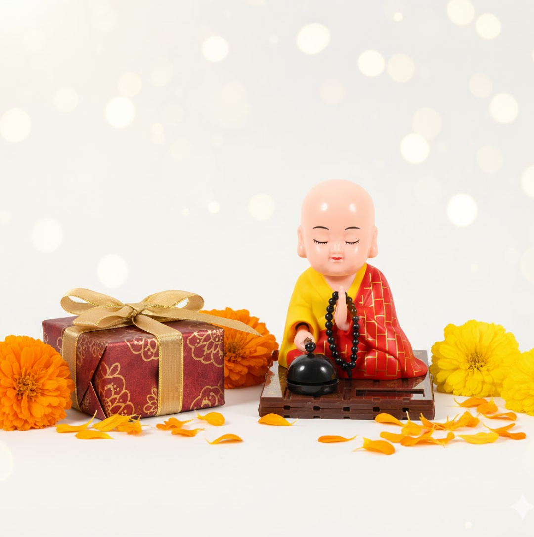 Solar Powered Sitting Buddha Statue (1 Pc / Medium)
