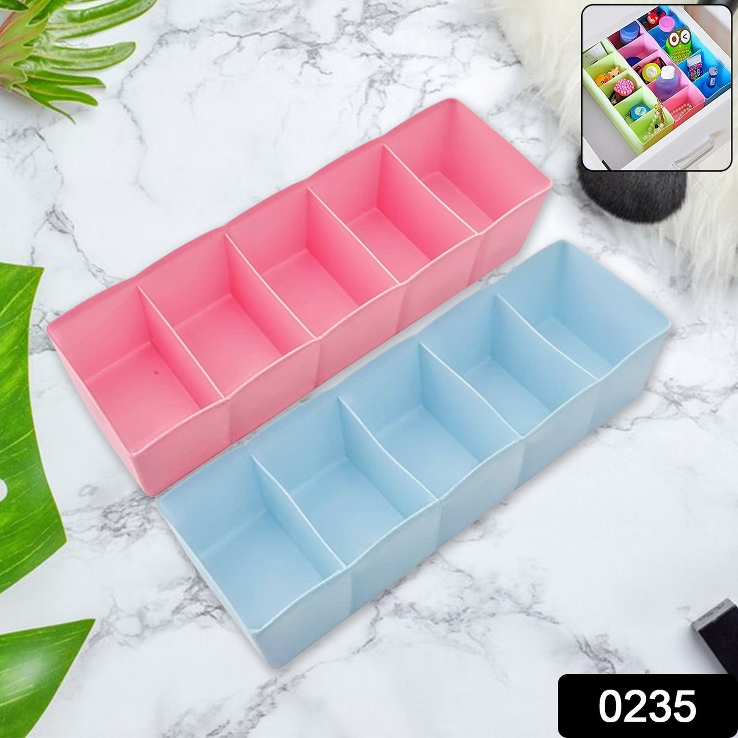 5 Compartments Socks / Handkerchief / Underwear Storage Box (pack of 2)