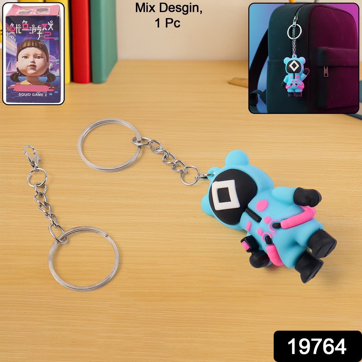 Squid game inspired cartoon keychain
